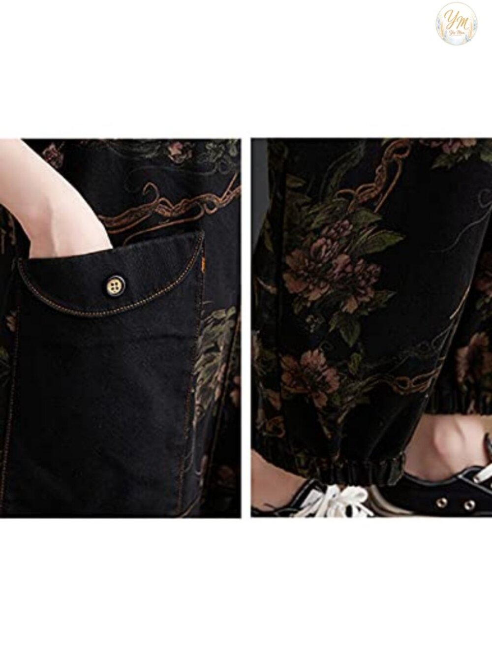 Women's Loose Baggy Denim Overalls, Drop Crotch Wide Leg Jumpsuit Harem Pants - Picture 2 of 4